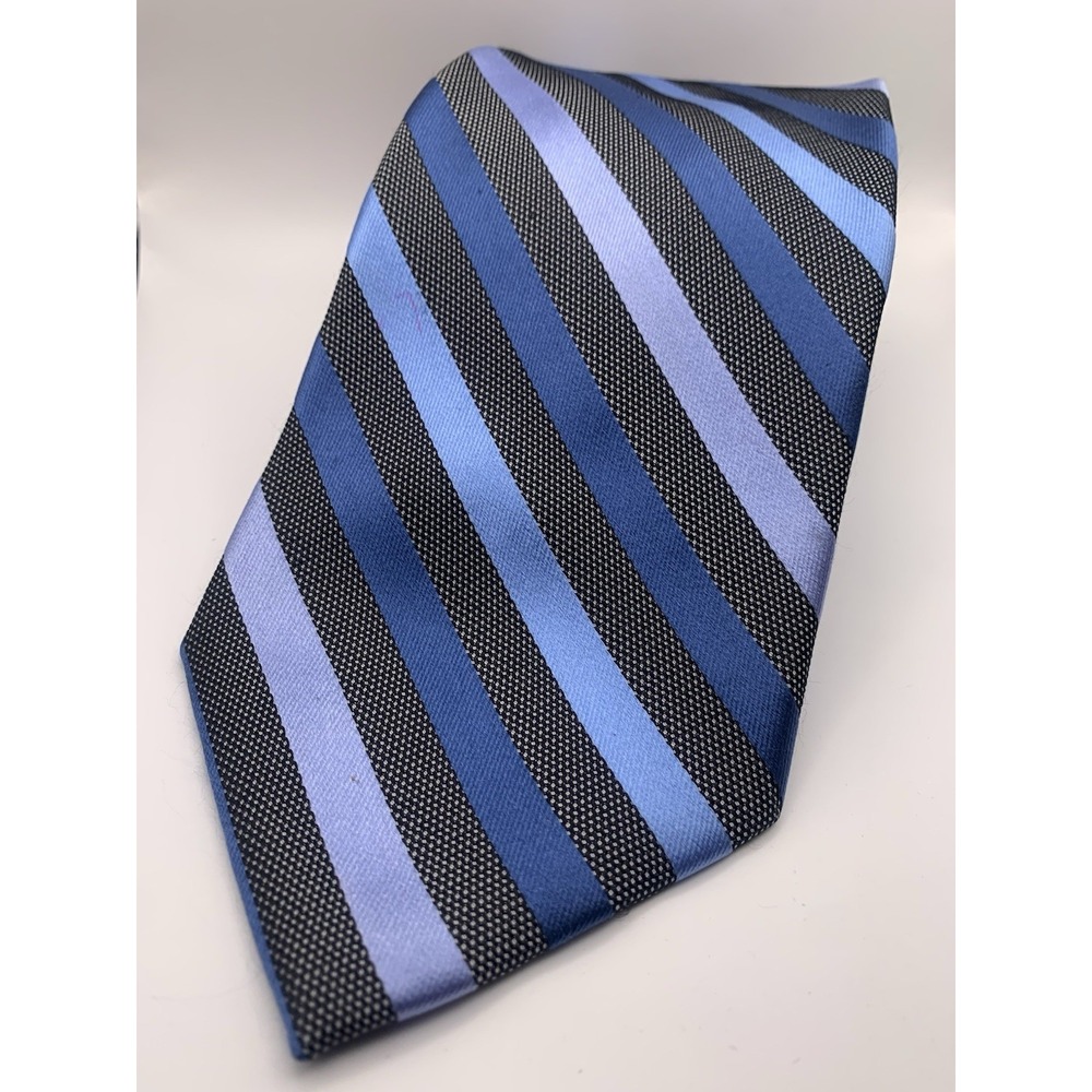 Enro  100% Silk Men's Necktie Tie Stripe‎  Blue  Purple Grey/Silver
